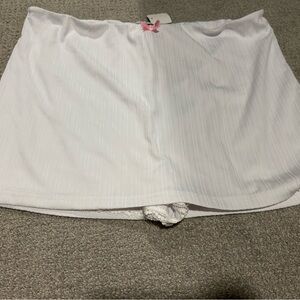 Fashion Nova White Skirt with Pink Ribbon